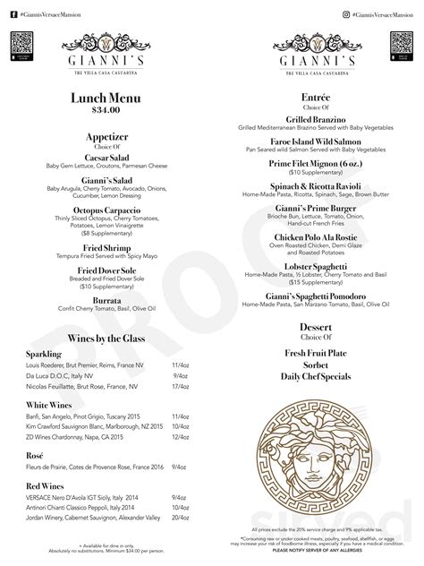 the villa gianni versace|gianni's Versace mansion menu.